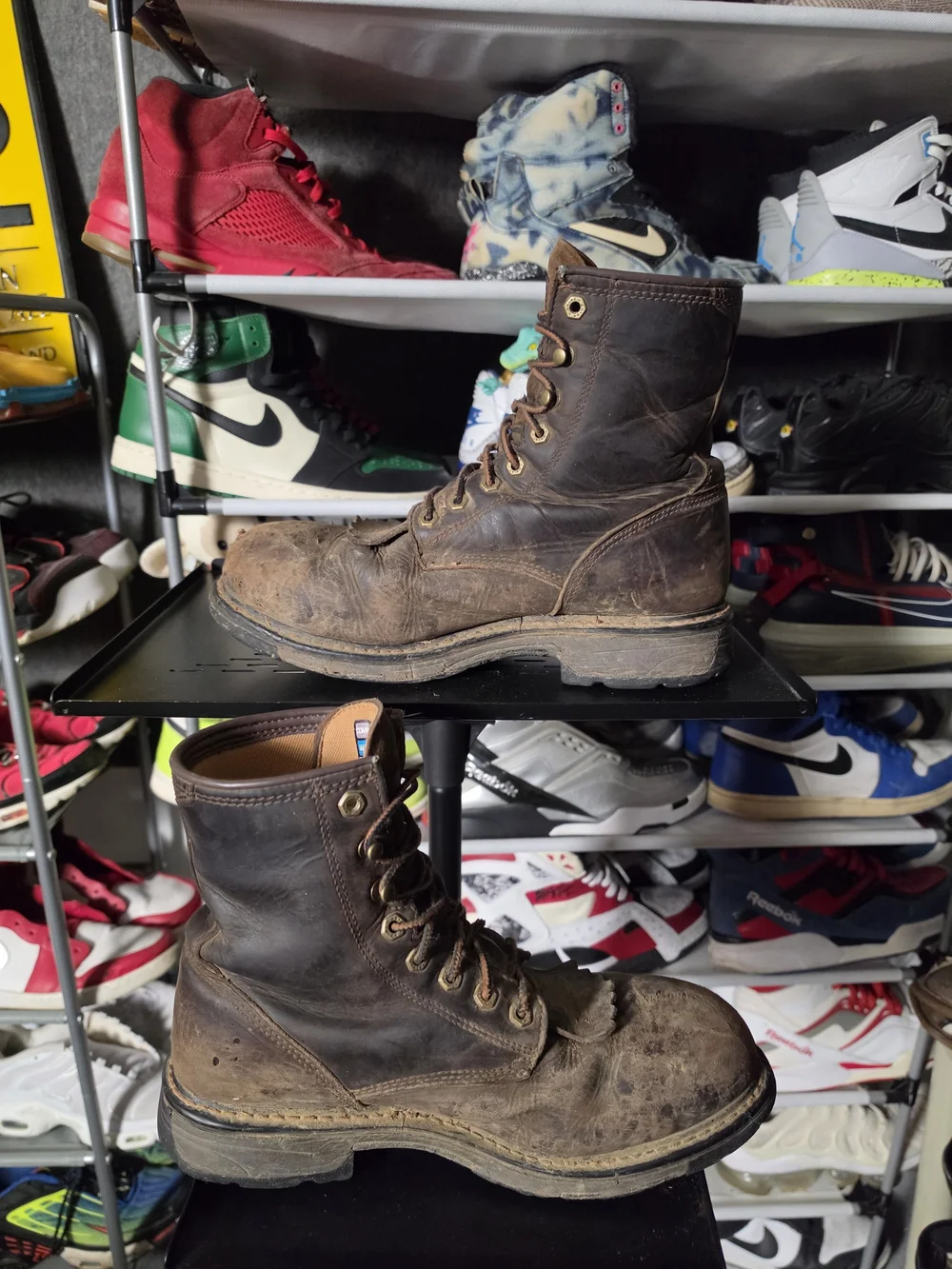 🔥 Ariat Men's Brown Work Boots Men Size 9.5 D Rugged Leather Lace Up